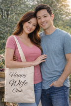 Happy Wife Club Natural Canvas Tote Bag