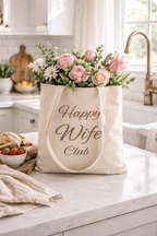 Happy Wife Club Natural Canvas Tote Bag
