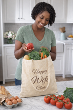 Happy Wife Club Natural Canvas Tote Bag