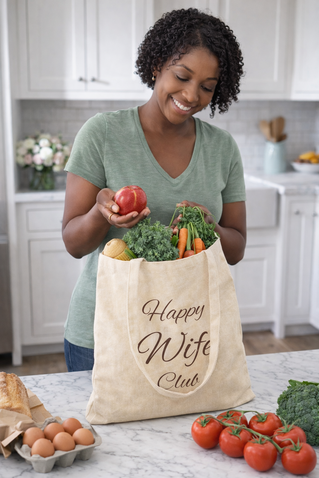 Happy Wife Club Natural Canvas Tote Bag