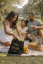 Happy Wife Club Black Canvas Tote Bag