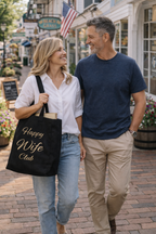 Happy Wife Club Black Canvas Tote Bag