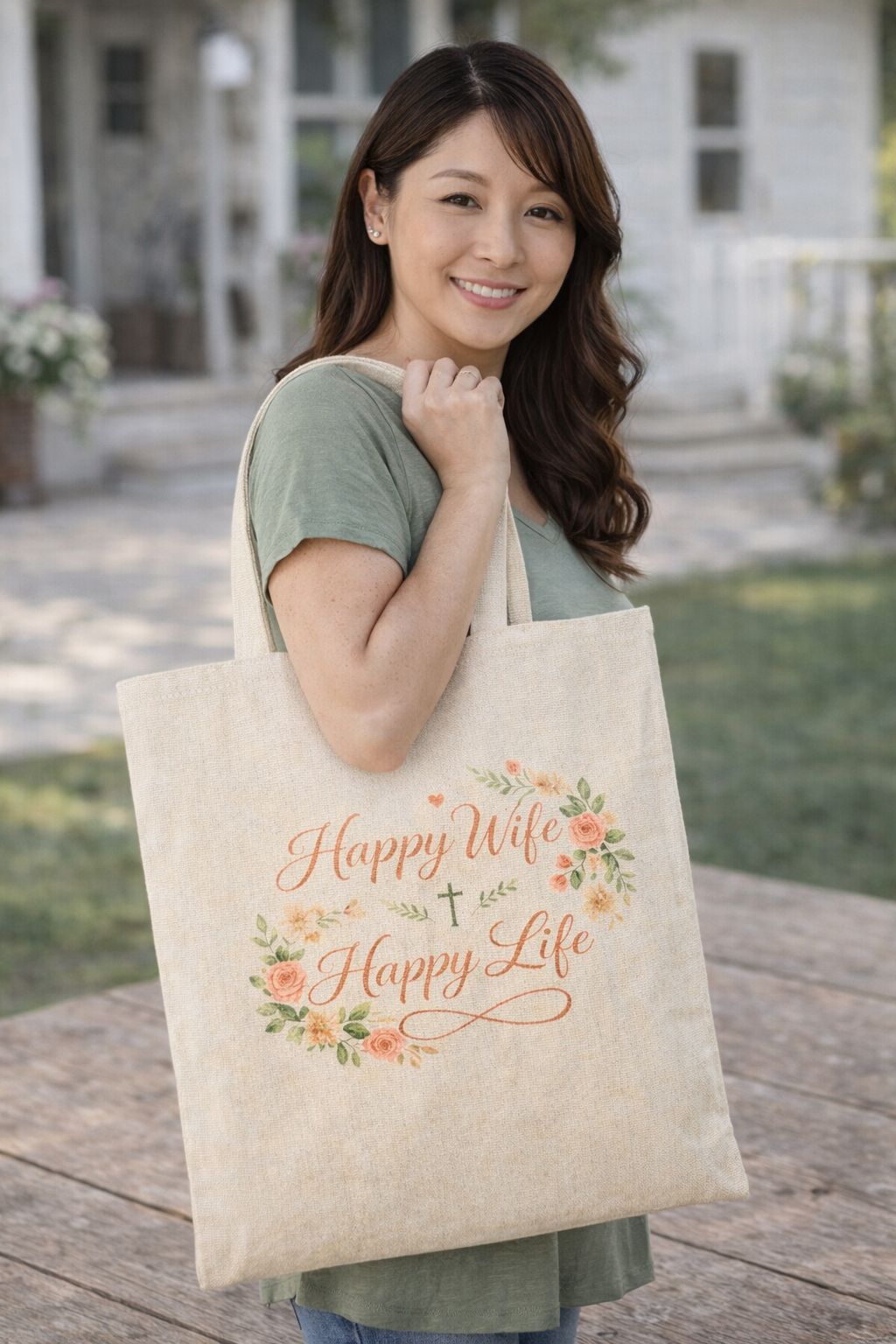 Happy Wife, Happy Life Canvas Tote Bag