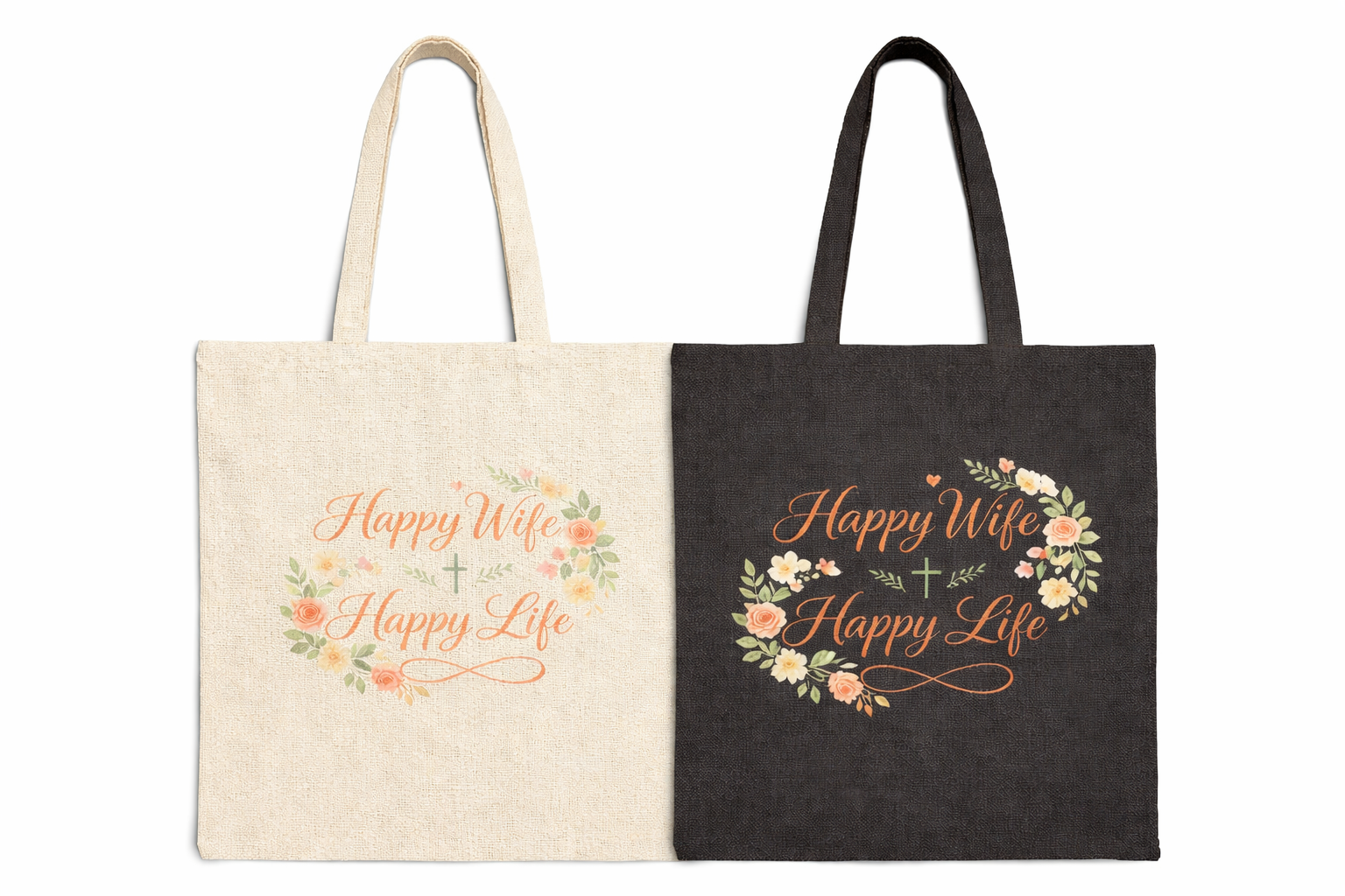 Happy Wife, Happy Life Canvas Tote Bag