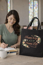 Happy Wife, Happy Life Canvas Tote Bag