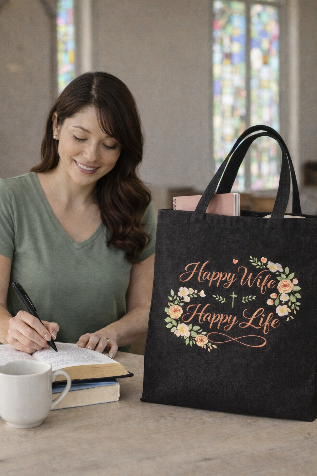 Happy Wife, Happy Life Canvas Tote Bag
