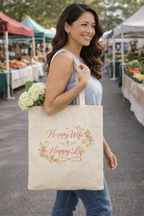 Happy Wife, Happy Life Canvas Tote Bag