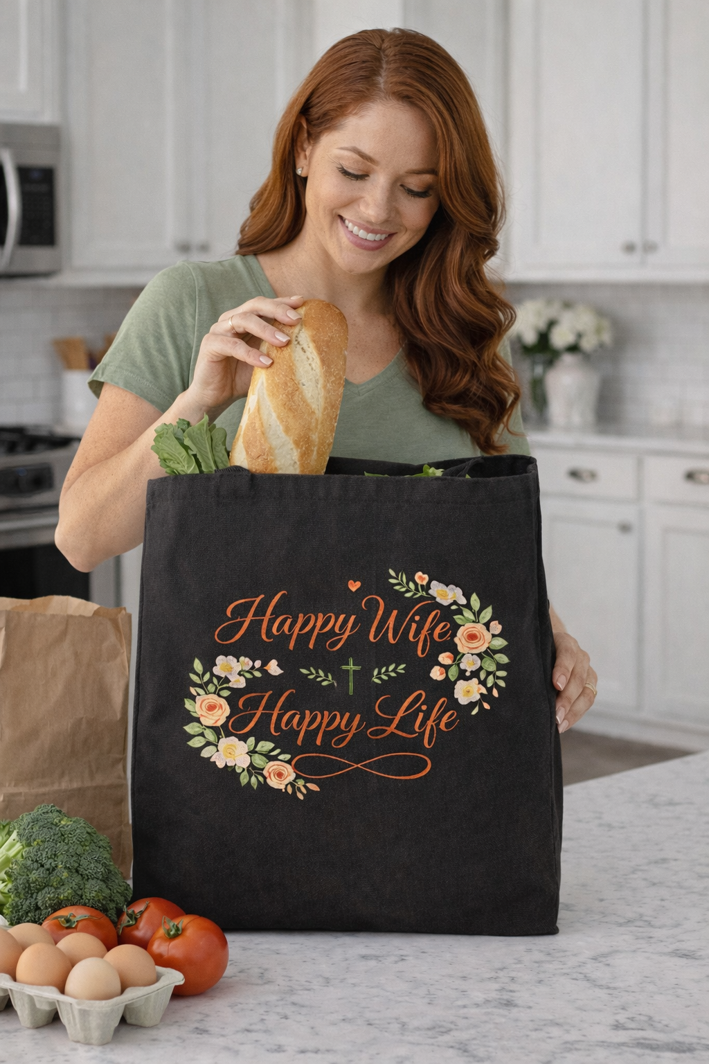 Happy Wife, Happy Life Canvas Tote Bag