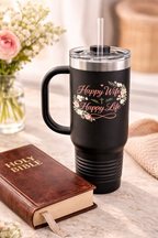 Happy Wife, Happy Life 40 oz Tumbler with Handle & Straw
