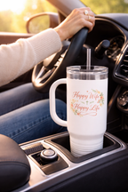 Happy Wife, Happy Life 40 oz Tumbler with Handle & Straw