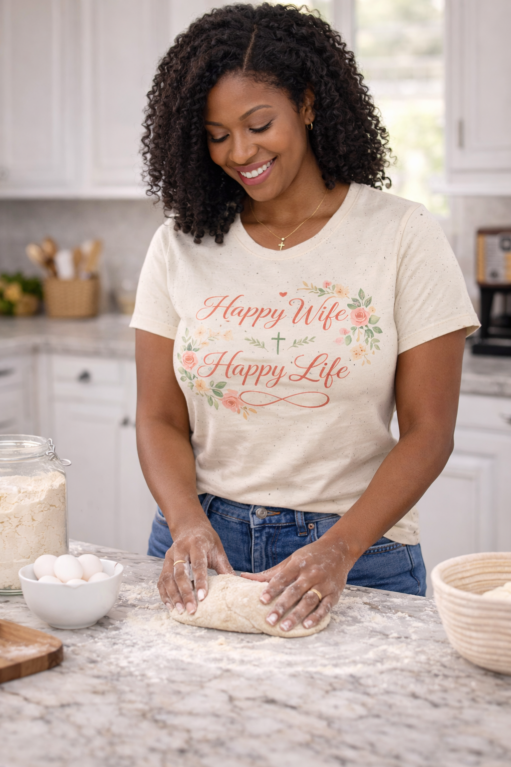 Happy Wife, Happy Life Front & Back T-Shirt