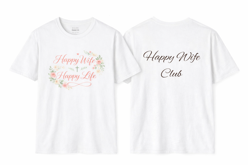 Happy Wife, Happy Life Front & Back T-Shirt